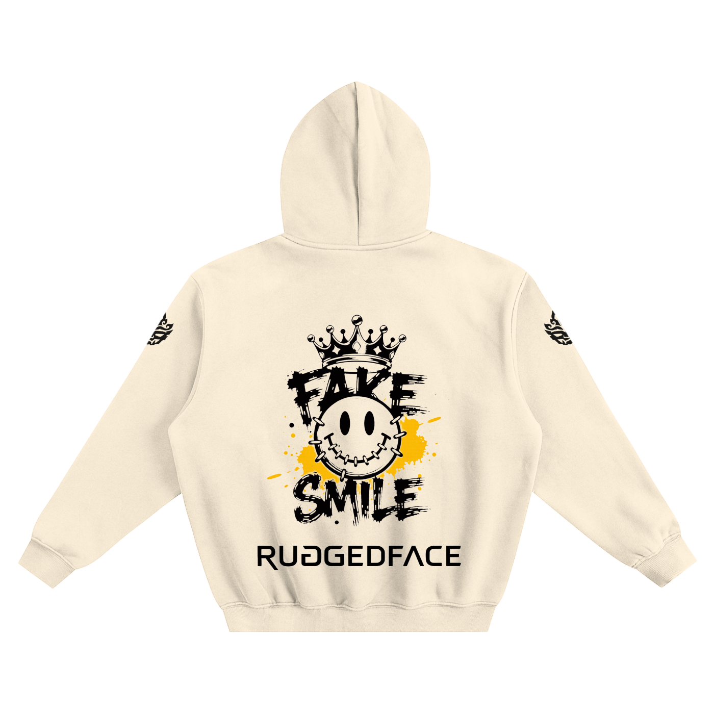 RUGGEDFACE_FAKE_SMILE_BOX_HOODIE_Cream_Apricot_flat_back
