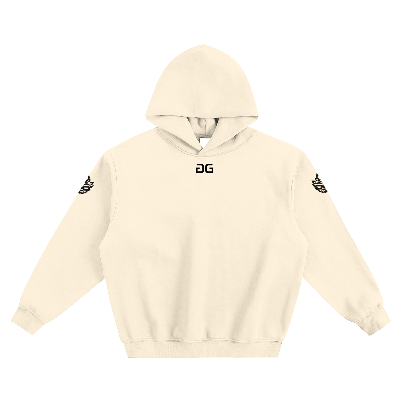 RUGGEDFACE_FAKE_SMILE_BOX_HOODIE_Cream_Apricot_flat_front