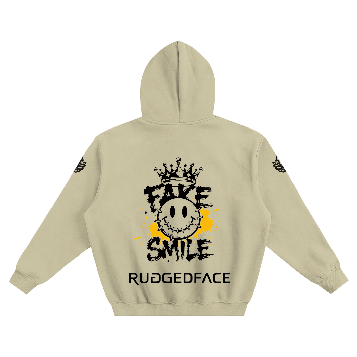 RUGGEDFACE_FAKE_SMILE_BOX_HOODIE_Gray_Green_flat_back