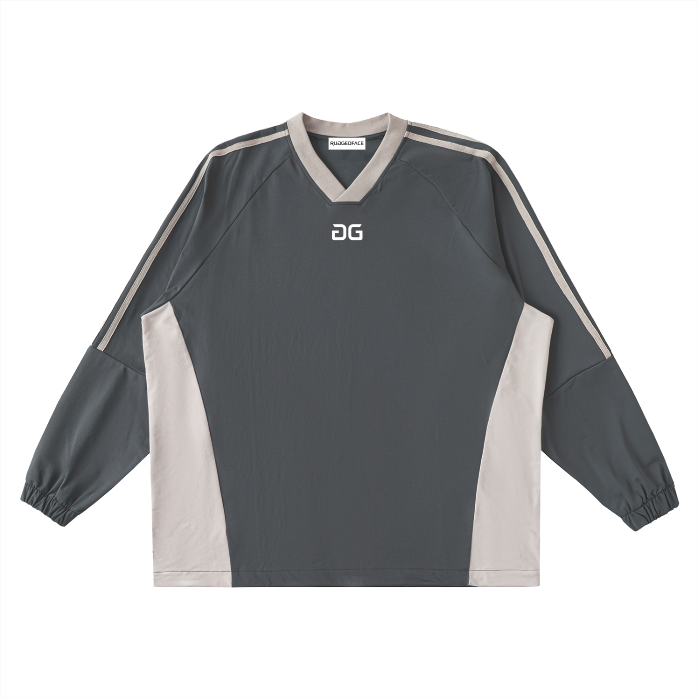 RUGGEDFACE_NUSANTARA_LONGSLEEVE_Dark_Gray_with_Khaki_flat_front