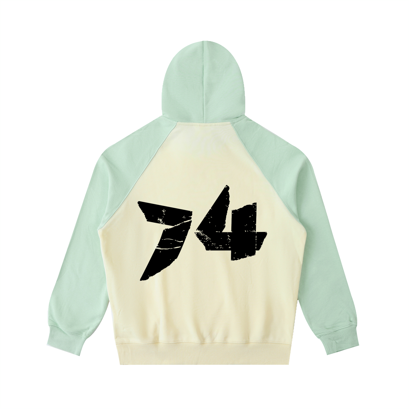RUGGEDFACE_RAGLAN_HOODIE_Mild_Apricot_with_Gray_Green_flat_back