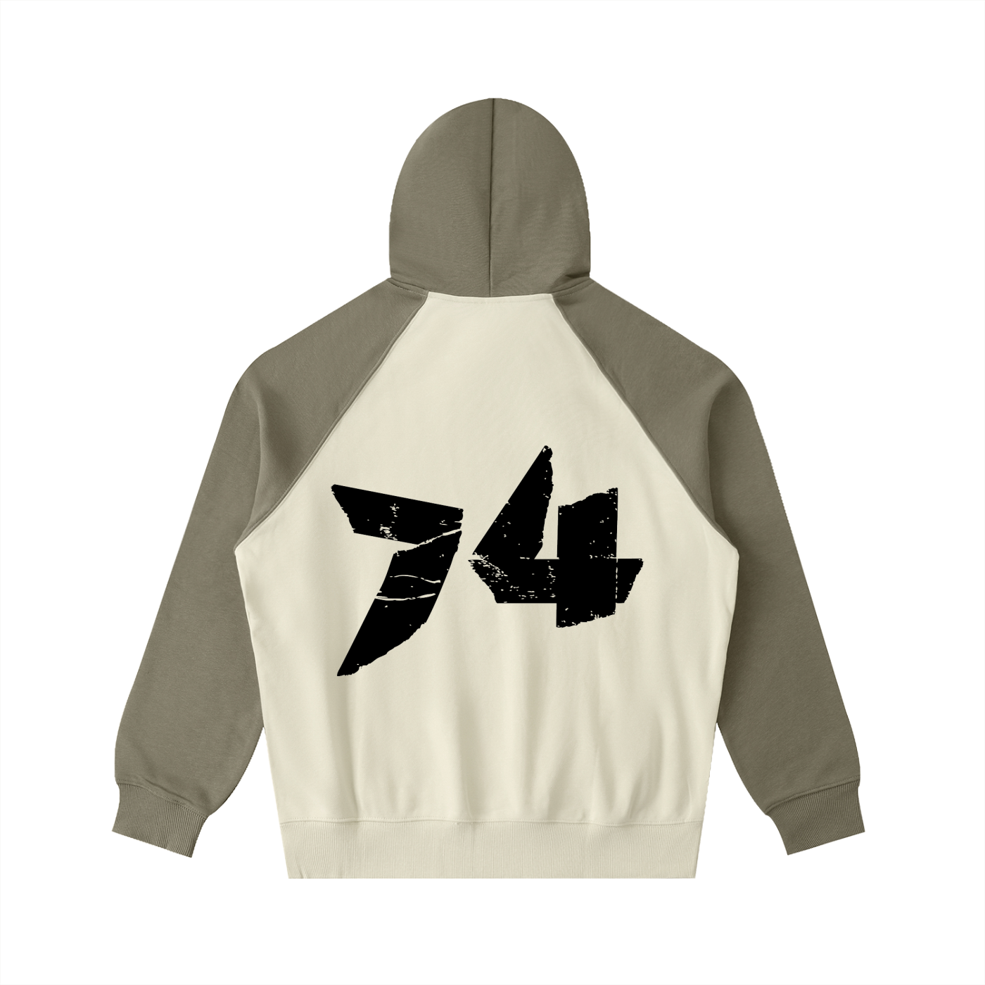 RUGGEDFACE_RAGLAN_HOODIE_Mild_Apricot_with_Green_flat_back