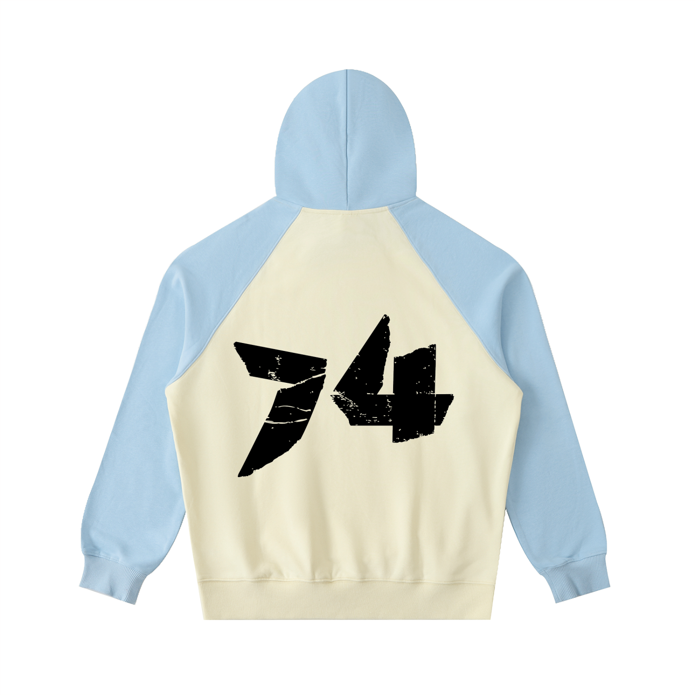 RUGGEDFACE_RAGLAN_HOODIE_Mild_Apricot_with_Sky_Blue_flat_back